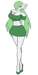 big_breasts breasts female female_focus female_only gardevoir generation_3_pokemon green_hair hair_over_one_eye humanoid humanoid_female humanoid_only long_hair multicolored_body nintendo not_furry pink_eyes pokemon pokemon_(species) skirt solo solo_female source_request tagme two_tone_body white_background white_body