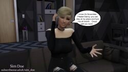 3d blonde_female blonde_hair caption choker choker_collar comic comic_page english english_text female goth goth_girl gothic original_characters petite petite_body petite_breasts petite_female robin_starr(sim_doe) short_hair sim_doe sims sims4 sims_4 speech_bubble speech_bubbles the_sims the_sims_4 very_short_hair