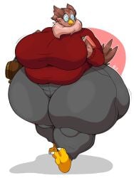 2boys anthro avian bertie_(omegabrawl) bhm big_ass_(male) big_breasts big_thighs blush blushing_male breasts busty busty_boy furry glasses huge_ass huge_thighs male male/male male_only male_with_breasts omegabrawl omegalewd overweight overweight_male owl ssbhm sweater swirly_glasses thick_thighs wide_hips