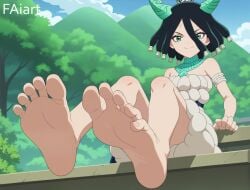 ai_generated barefoot dr.stone faiart foot_fetish foot_focus kirisame_(dr.stone) sitting
