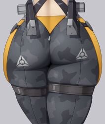 1girls ass ass_focus big_ass bubble_butt clothing dat_ass fat_ass female female_only gluteal_fold huge_ass large_ass ryuseiart soldier solo thick_ass thick_thighs trigger_(zenless_zone_zero) wide_hips zenless_zone_zero