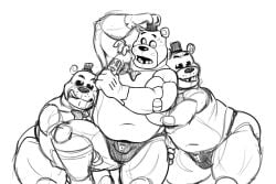 2023 anthro bear bedroom_eyes black_sclera bow_tie bulge caressing clothed clothing electronics five_nights_at_freddy's five_nights_at_freddy's_4 freddy_(fnaf) gloves grope groping_from_behind group handwear hat headgear headwear hi_res holding_microphone holding_object koenics male male/male mammal microphone monochrome musclegut muscular muscular_male narrowed_eyes nightmare_freddy_(fnaf) overweight overweight_male raised_leg seductive sensual sketch skimpy slightly_chubby slightly_chubby_male smile stocky teeth thong top_hat trio tuxedo_underwear underwear