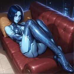 ai ai_generated blue_body blue_eyes blue_hair blue_skin cortana feet halo halo_(game) halo_(series) hologram legs nude nude_female sexy sexy_body sexy_pose thighs