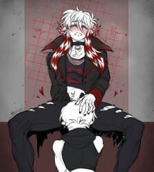 2boys biting_lip biting_own_lip blowjob blowjob_face blowjob_only boy_on_boy broken_colors damon_(broken_colors) dominant domination emo gay gay_blowjob gay_domination gay_sex goth gothic little_bunno long_hair maledom malesub mc_(broken_colors) oral oral_sex punk punk_hair submissive submissive_male yaoi