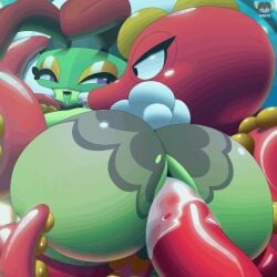 2025 anal anal_sex animated ass big_ass bodily_fluids bunnysuit femboy feral game_freak gay huge_ass licking male_penetrated octillery octopus pleasure_face pokemon roserade saliva shortstack slapping_ass tentacle tentacle_sex tongue tongue_out tzokatli