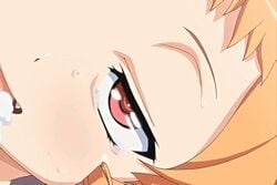 1girls ahe_gao animated blush cum drool face_focus female gif green_clothing halfling halfling_female kuroinu_~kedakaki_seijo_wa_hakudaku_ni_somaru~ mind_break orange_hair red_eyes ruu_ruu screencap tagme