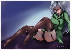 athy_(vtuber) glasses guy_c_lykos military_uniform mole_under_eye panties uniform vtuber