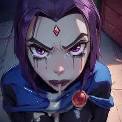 1boy 1boy1girl 1girls ai_generated ai_video animated annoyed annoyed_expression blowjob cape civitai clothed_female_nude_male cum cum_drip cum_in_mouth cum_on_body cum_on_clothes cumshot dc dc_comics deepthroat eyeliner fellatio female forced forced_oral forehead_jewel grey_body grey_skin hand_on_head lipstick looking_at_viewer looking_up makeup makeup_running mascara mascara_tears munamauno nipple_bulge nipple_outline nipples_visible_through_clothing no_sound oral oral_creampie oral_penetration oral_sex outdoors penis pov pov_blowjob pov_crotch pov_hands pov_male pubic_hair purple_eyes purple_eyes_female purple_hair purple_hair_female rachel_roth raven_(dc) ruined_makeup short_hair tagme tears teen_titans veiny veiny_penis video