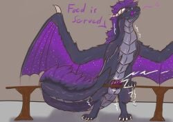 absurd_res avox avox_(artist) balls black_body bodily_fluids cum cum_drip cumshot dialogue digital_media_(artwork) dragon dripping ejaculation erection eyewear feral fluffy fluffy_hair fur furniture furred_dragon furred_scalie genital_fluids genitals glasses grey_body hair hi_res horn inviting inviting_cumshot inviting_viewer knot licking licking_lips looking_at_viewer male mane membrane_(anatomy) membranous_wings mythological_creature mythological_scalie mythology nude on_hind_legs orgasm penile penis pherodrake pose purple_body purple_fur purple_hair scales scalie scaly_tail shaking shaking_legs shaking_orgasm simple_background smile smiling_at_viewer smirk smirking_at_viewer smirking_dom solo speech_bubble spread_wings standing table tail talking_to_viewer text tongue tongue_out ventral_scales wearing_glasses wings