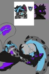 69_position anal anthro atlas_(shotaro080809) balls bodily_fluids canid canine canis duo erection fur genital_fluids genitals hair hi_res hyena internal internal_anal male male/male male_penetrated male_penetrating male_penetrating_male mammal nude oral penetration penis prostate_stimulation sex shotaro080809 slime tail tentacle wolf