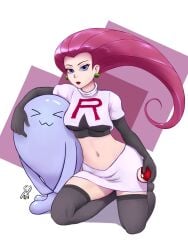 big_breasts big_breasts big_thighs big_titties clothing curvaceous curvaceous_female curvaceous_figure curvy curvy_figure curvy_hips female female_focus jessie_(pokemon) long_hair pink_hair pokemon pokemon_(species) resistanthoney wobbuffet