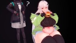 3d ? arknights bigger_female chubby chubby_female doctor_(arknights) female femboy femboy_on_female femboy_with_female hamburger huge_breasts inminent_sex koikatsu male mature_female milf otoko_no_ko red_eyes shimen size_difference skadi_(arknights) straight white_hair