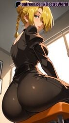 1girls 2025 ai_generated artist_name ass beelzebub_(manga) blonde_hair braid breasts breasts breasts bust chest desk earrings electroworld female green_eyes hair_over_one_eye hi_res high_quality high_resolution highres hilda_(beelzebub) jewelry on_desk patreon patreon_username sitting solo stable_diffusion thighs watermark