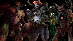 16:9 3d absurd_res anal anal_sex balls demon digital_drawing_(artwork) digital_media_(artwork) doom_(series) erection fu2e genitals group hell_knight hi_res humanoid_genitalia humanoid_penis id_software imp_(doom) male male/male marauder_(doom) microsoft no_humans penetration penis red_eyes revenant_(doom) simple_background teeth widescreen
