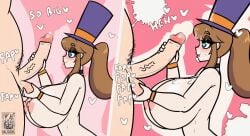 a_hat_in_time animated female gif haloowl handjob hat hat_adult hat_kid horny horny_female huge_breasts huge_cock nude penis teasing