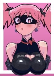 1girls artist_name boku_no_hero_academia haneyama_kazuho looking_at_viewer medium_breasts my_hero_academia pale-skinned_female pale_skin pink_eyes pink_hair pop_step vigilante:_my_hero_academia_illegals