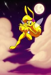 ai_generated fairy_wings female furry jazz_jackrabbit_(series) lori_jackrabbit moon self_upload
