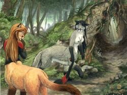 00s 2008 animal_genitalia anthro black_hair black_nipples black_nose bodily_fluids bottomless brown_hair chakat clothed clothing duo felid felid_taur female female_taur fully_sheathed fur futa_taur futanari genitals gloves_(marking) grey_body grey_fur hair intersex intersex_taur kacey leg_markings mammal mammal_taur markings mythril nipples nude outside pink_nose sheath socks_(marking) starfleet_uniform tan_body tan_fur taur tears windsong