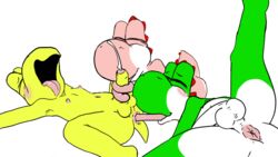 1girls 2boys anal anus balls bisexual_male cum dinosaur ejaculation female group koopa male mario_(series) mmf_threesome multiple_boys nintendo oral orgasm penis presenting reptile rimming rubisdrake scalie sex simple_background spread_legs spreading straight tagme threesome tongue turtle video_games white_background yaoi yoshi