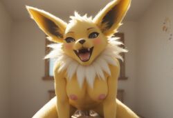 ai_generated anthro anthropomorphic beautiful bedroom big_breasts breasts breeding_request cowgirl_position cum_in_pussy cum_inside female fox fox_girl fucking fur furry furry_female furry_only generation_1_pokemon handjob impregnated impregnation_request in_heat intercourse interspecies inviting_to_sex jolteon looking_at_viewer on_knees pokémon_(species) pokemon pokemon_(species) seductive seductive_look seductive_smile sexy sexy_body sexy_pose tits_out wet_pussy