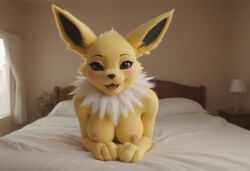 ai_generated anthro anthropomorphic beautiful bedroom big_breasts breasts breeding_request female fox fox_girl fur furry furry_female furry_only generation_1_pokemon handjob impregnation_request in_heat inviting_to_sex jolteon looking_at_viewer on_knees pokémon_(species) pokemon pokemon_(species) seductive seductive_look seductive_smile sexy sexy_body sexy_pose tits_out wet_pussy