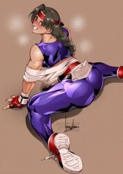 1girls art_of_fighting asian asian_female ass back_muscles bare_arms bare_shoulders biceps big_ass big_butt blue_bra blush bowalia bra braided_hair braided_ponytail brown_eyes brown_hair bubble_ass bubble_butt butt crop_top dat_ass fat_ass female female_focus female_only fingerless_gloves footwear gloves gym_clothes gym_clothing gym_uniform headband hi_res high_resolution highres japanese_clothes japanese_clothing japanese_female king_of_fighters kneeling kof large_ass light-skinned_female light_skin looking_at_viewer looking_back muscles muscular muscular_female muscular_thighs nose_blush on_knees perky_ass pinup ponytail pose posing presenting_ass presenting_butt red_gloves ryuuko_no_ken smile smiling smiling_at_viewer sneakers snk soles solo solo_female solo_focus sports_bra teeth teeth_showing the_king_of_fighters thick_thighs thighs tied_hair tights very_high_resolution workout workout_clothes yuri_sakazaki