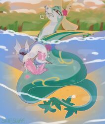 2_penises animal_genitalia anus beach blue_body bodily_fluids clothing cum cum_in_water dratini duo ear_piercing facial_piercing fan_character fangs fellatio female feral feral_on_feral flower_necklace flower_on_hat frottage generation_1_pokemon generation_5_pokemon genital_fluids genitals green_body hat headgear headwear hi_res looking_at_another looking_pleasured male male/female multi_genitalia multi_penis nintendo nose_piercing nude oral penile penis piercing pink_anus pink_penis pokemon pokemon_(species) purple_eyes purple_pussy purple_tongue pussy red_eyes reptile scalie sea seaside septum_piercing serperior sex sex_in_water sex_on_the_beach shieshuqqq size_difference snake tail tail_around_penis tail_fetish tail_play tail_sex tailjob teeth tongue underwater unusual_anatomy unusual_genitalia water