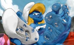 barefoot foot_fetish foot_focus giantess kerating_(artist) macro macro_female musk shoes smurf smurfette smurfs sweat sweaty sweaty_feet tagme the_smurfs wardrobe_malfunction