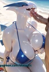 ai_generated anthro bald beach belly_button blue_swimsuit blush breast_focus breasts_bigger_than_head chubby chubby_anthro chubby_belly chubby_female clothing cum cum_drip cum_in_mouth cum_on_body cum_on_breasts cum_on_face cumshot cute cute_face detailed_background fellatio female female_focus girl grabbing_own_breast highres horny horny_female huge_breasts large_breasts long_neck long_penis lugia male male/female mature_female mixteart patreon penis penis_in_mouth penis_lick penis_on_face penis_out pleasure_face pokeball pokemon saliva saliva_drip saliva_on_penis saliva_on_tongue saliva_string saliva_trail scalie scalie_female scalie_only sea smile smiley_face smiling sweat sweatdrop sweating sweaty sweaty_body swimsuit tail thick thick_female thick_hips thick_legs thick_thighs tight_clothing tongue tongue_out watermark white_body white_skin