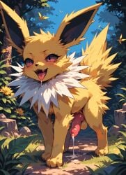 ahe_gao ahe_gao ai_generated all_fours animal_genitalia balls blush blush canine_penis cum drooling erection flower flowers forest fur furry grass jolteon leaking_cum looking_at_viewer nythy21 open_mouth outside paws penis pokemon pokemon_(species) saliva saliva_string solo tongue_out tree trees