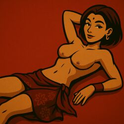 boobs breasts breasts_out female female_focus female_only red_hair shadow_fight_2 short_hair simple_background solo velvet