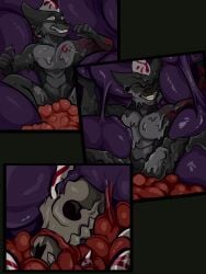 abs absurd_res anthro anthro_pred anthro_prey blablasaur bodily_fluids bone canid canine canis comic death devourer_(razor_koopa) digestion digestion_sequence digital_media_(artwork) dragon dripping duo fangs fatal_vore flaire_(openhorse) foam fully_inside fur goo_creature goo_dragon goo_drip guts hi_res horn hybrid inside_stomach internal larger_anthro larger_male larger_pred male male_pred male_prey mammal melty_digestion muscular muscular_anthro muscular_male mythological_creature mythological_scalie mythology oral_vore organs paws pecs purple_body purple_flesh purple_insides purple_internal red_eyes saliva saliva_drip saliva_string scalie sharp_teeth simple_background size_difference skull slime smaller_anthro smaller_male smile soft_vore spiked_tail spikes spikes_(anatomy) stomach stomach_acid stomach_bulge tail teeth vore wet white_body white_fur willing_pred wolf zerothehusky