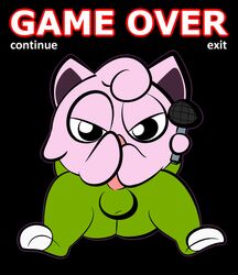 1-upclock ambiguous_gender angry ass balls erection foot_fetish footjob game_freak game_over green_balls jigglypuff larvitar male male/ambiguous microphone nintendo on_top penis pokemon pokemon_(species) reverse_cowgirl_position sex simple_background video_games