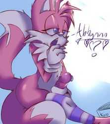 1boy anthro femboy girly koro_kizama leggings male male_anthro male_only masturbation penis precum sega solo solo_male sonic_(series) stockings tails