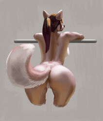 2016 anthro ass bent_over breasts canine female furstang leaning looking_away mammal nude pussy rear_view sideboob solo