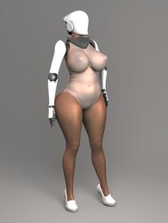 3d blender breasts brown_skin cyborg donan haydee haydee_(game) high_heels large_breasts nipples robot see-through thick_thighs transparent_clothing voluptuous