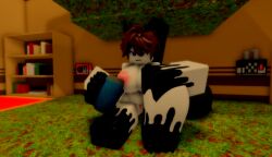 3d breasts changed_(video_game) female hair humanoid lin_(changed) nude pussy ravenuwu roblox robloxian self_upload soda_can tagme transformation