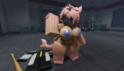 anthro baseball_bat female furry human kaiju_paradise panic panicking pants pseudo_shork_(kaiju_paradise) ravenuwu roblox self_upload shark shirt shorks_(kaiju_paradise) transformation