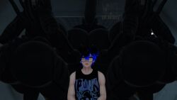 1boy 3d 3girls alien alien_(franchise) alien_girl ass bbw big_ass big_breasts black_body breasts breasts_out female_xenomorph gangbang glasses horror multiple_girls nude_female scared scared_expression scared_face sci-fi science_fiction spaceship tail vr_nerdy vrchat xenomorph