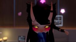 bad_dragon black_hair blowjob blowjob_face blush cat_ears cat_girl catgirl cute demon demon_girl dildo female horns horny moan slurp submissive submissive_female succubus sucking tagme video vrchat vrchat_avatar yellow_eyes