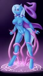 2016 absurd_res areola blush breasts clothing daf equine female friendship_is_magic hair hat hi_res horn looking_at_viewer mammal my_little_pony nipples open_mouth penetration pussy restrained solo tentacle trixie_(mlp) unicorn vaginal_penetration vaginal_penetration