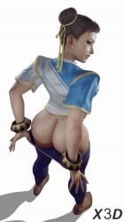 1girls 3d 9:16 animated ass ass_focus big_ass brown_hair chun-li female hair_bun hair_ribbon high_heels looking_at_viewer looking_back pulling_down_pants shaking shaking_ass simple_background standing street_fighter street_fighter_6 vertical_video wobbling_ass wristwear x3d