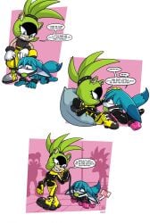 2025 bitchsuit bondage cute dominant_female dubious_consent duo evil_grin female femdom fennec_fox furry gag gagged gimp kinky kitsunami_the_fennec latex looking_at_partner male malesub petplay radasus restrained rubber sega simple_background sonic_(series) surge_the_tenrec tagme