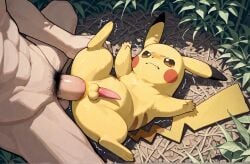 ai_generated anal anal_sex belly bodily_fluids clenched_teeth duo feral feral_penetrated forced frown generation_1_pokemon genitals human human_on_feral human_penetrating human_penetrating_feral human_penetrating_male interspecies lewt male male/male male_on_feral male_on_human male_penetrated male_penetrating male_penetrating_feral male_penetrating_male mammal nintendo nude outdoor_nudity outside outside_sex penetration penis pikachu pokemon pokemon_(species) pokephilia rape sex size_difference tapering_penis tears teeth twitching zoophilia