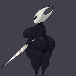 1girls arthropod ass barefoot big_breasts big_butt black_body black_eyes breasts completely_nude completely_nude_female female female_only full_body hi_res hollow_knight hollow_knight_(franchise) hornet_(hollow_knight) humanoid insects naked naked_female nude nude_female short_stack simple_background sleepingpowder solo solo_female team_cherry thick_thighs