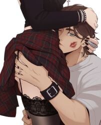 1boy 1girls asian asian_female ass ass_grab attack_on_titan canon_couple canon_lovers couple couple_(romantic) couple_art couple_focus couple_love duo duo_focus embrace eremika eren_jaeger female female/male kiss_mark male male/female mikasa_ackerman shingeki_no_kyojin skirt skirt_lift stockings straight thighhighs wasian_girl white_male white_male_asian_female