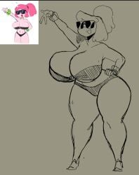adventure_time big_breasts bikini breasts breasts elpiromanias hips pose princess_bubblegum summer sunglasses