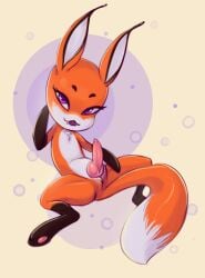 1boy 2018 abstract_background absurd_res anthro cock erection feral fox fox_ears fox_tail knot knotted_penis kwami legs_spread male male_only miraculous:_tales_of_ladybug_and_cat_noir miraculous_ladybug penis smile solo tagme tail trixx_(miraculous_ladybug) violet_eyes