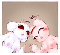 anthro breasts bunny_maloney candy_bunny charlotte_(bunny_maloney) dialogue edit edited edited_official_artwork english english_text female goat looking_at_viewer nipples nude nude_anthro nude_edit nude_female official_art rabbit speaking speaking_to_viewer tagme text third_party_edit