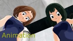 barefoot feet feet_up foot_fetish foot_focus giantess mmd my_hero_academia stomp stomped stomping tagme trample trampled trampling tsuyu_asui uraraka_ochako video